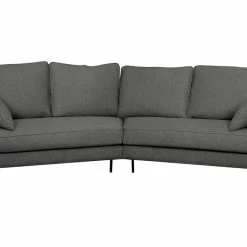 Canapé D'angle Design 5 Places En Tissu Gris Anthracite Et Métal Noir PUCHKINE