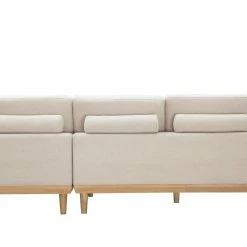 Canapé D'angle Droit 5 Places Avec Rangements En Tissu Effet Velours Texturé Beige Et Bois Clair KOMAO -Canapé Soldes canape dangle droit 5 places avec rangements en tissu effet velours texture beige et bois clair komao 51637 633ad8ca18905 1200 675