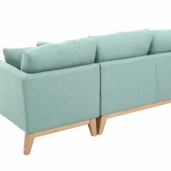 Canapé D'angle Droit Déhoussable 4 Places En Tissu Vert Lagon Et Bois Clair OSLO -Canapé Soldes canape dangle droit dehoussable 4 places en tissu vert lagon et bois clair oslo 41590 5bbcc65815bac 1200 675 1