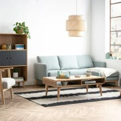 Canapé D'angle Droit Déhoussable 4 Places En Tissu Vert Lagon Et Bois Clair OSLO -Canapé Soldes canape dangle droit dehoussable 4 places en tissu vert lagon et bois clair oslo 41590 5d1f415fc410c 1200 675