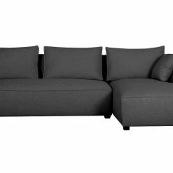 Canapé D'angle Droit Modulable Avec Chauffeuse Double En Tissu Gris Anthracite PLURIEL