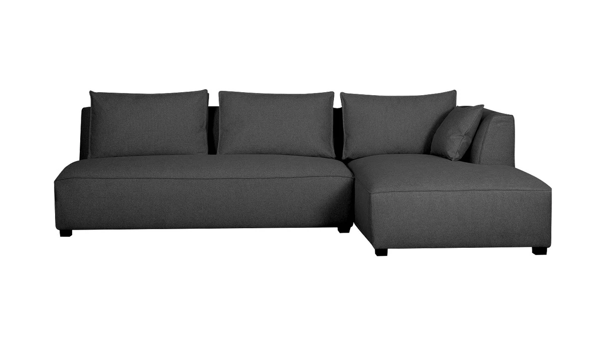 Canapé D'angle Droit Modulable Avec Chauffeuse Double En Tissu Gris Anthracite PLURIEL 3 Canapé D'angle Droit Modulable Avec Chauffeuse Double En Tissu Gris Anthracite PLURIEL