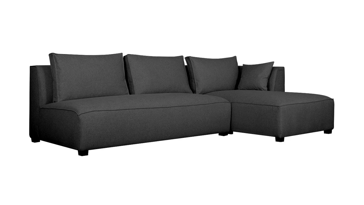Canapé D'angle Droit Modulable Avec Chauffeuse Double En Tissu Gris Anthracite PLURIEL 4 Canapé D'angle Droit Modulable Avec Chauffeuse Double En Tissu Gris Anthracite PLURIEL – Image 2