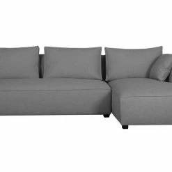 Canapé D'angle Droit Modulable Avec Chauffeuse Double En Tissu Gris Clair PLURIEL