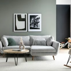 Canapé D'angle Droit Scandinave 3-4 Places En Tissu Gris Clair Chiné Et Bois Clair CREEP -Canapé Soldes canape dangle droit scandinave 3 4 places en tissu gris clair chine et bois clair creep 50464 615b166761aff 1200 675