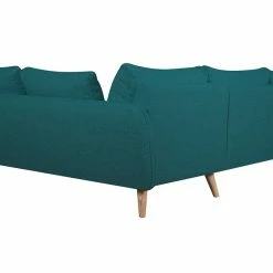 Canapé D'angle Droit Scandinave 5 Places En Tissu Bleu Paon Et Bois Clair CREEP -Canapé Soldes canape dangle droit scandinave 5 places en tissu bleu paon et bois clair creep 49561 605b1a41c359f 1200 675