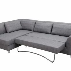Canapé D'angle Gauche Convertible Avec Coffre 3 Places En Tissu Gris Et Acier Chromé MIAMI -Canapé Soldes canape dangle gauche convertible avec coffre 3 places en tissu gris et acier chrome miami 21843 5d383bafd752e 1200 675