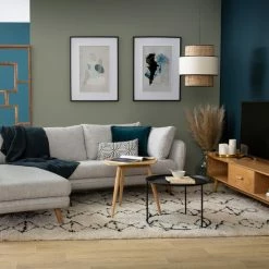 Canapé D'angle Gauche Scandinave 5 Places En Tissu Bleu Paon Et Bois Clair CREEP -Canapé Soldes canape dangle gauche scandinave 5 places en tissu bleu paon et bois clair creep 49562 6294e5c6294f3 1200 675