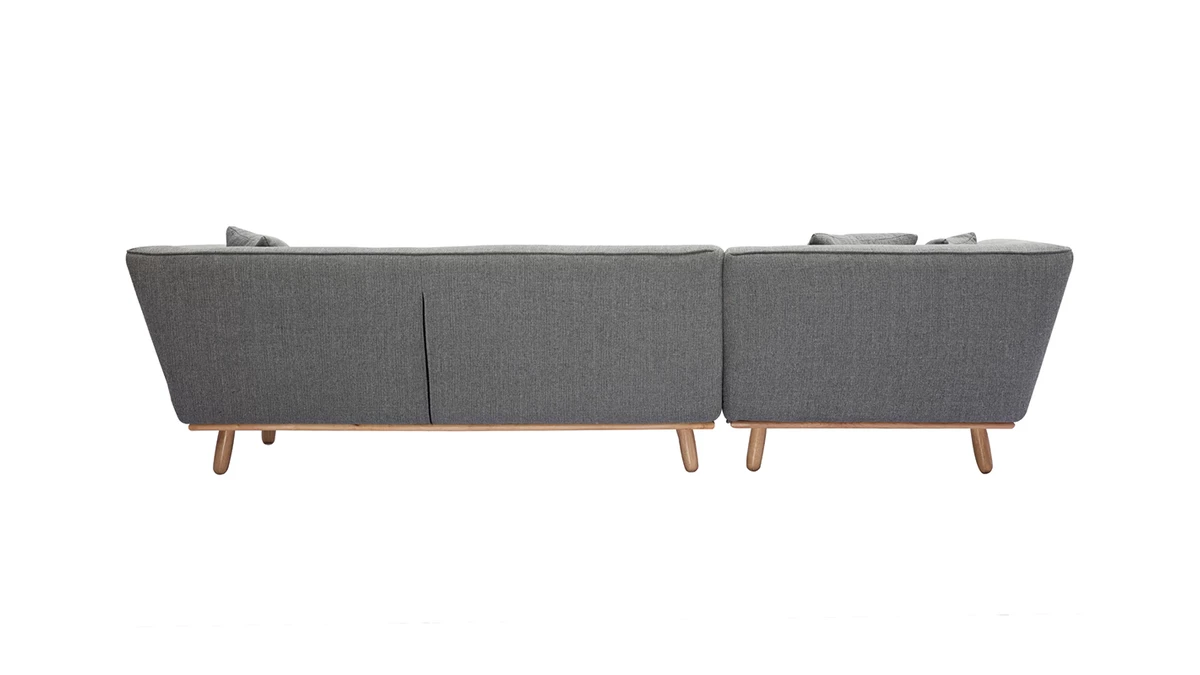 Canapé D'angle Gauche Scandinave 5 Places En Tissu Gris Et Bois Clair STUART 6 Canapé D'angle Gauche Scandinave 5 Places En Tissu Gris Et Bois Clair STUART – Image 4