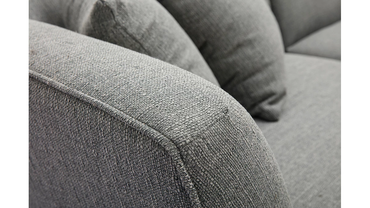 Canapé D'angle Gauche Scandinave 5 Places En Tissu Gris Et Bois Clair STUART 8 Canapé D'angle Gauche Scandinave 5 Places En Tissu Gris Et Bois Clair STUART – Image 6