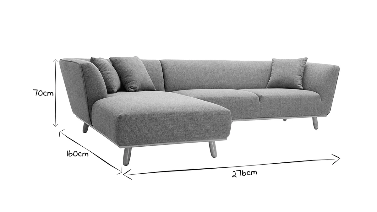 Canapé D'angle Gauche Scandinave 5 Places En Tissu Gris Et Bois Clair STUART 11 Canapé D'angle Gauche Scandinave 5 Places En Tissu Gris Et Bois Clair STUART – Image 9