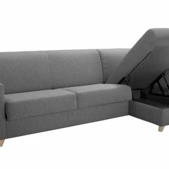 Canapé D'angle Réversible Et Convertible Avec Coffre 4 Places En Tissu Gris Et Bois Clair GRAHAM -Canapé Soldes canape dangle reversible et convertible avec coffre 4 places en tissu gris et bois clair graham 53922 63ee2dfc7937a 1200 675