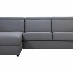 Canapé D'angle Réversible Et Convertible Avec Coffre Et Têtières Ajustables 4 Places En Tissu Gris NORO