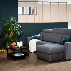 Canapé D'angle Réversible Et Convertible Avec Coffre Et Têtières Ajustables 4 Places En Tissu Gris NORO -Canapé Soldes canape dangle reversible et convertible avec coffre et tetieres ajustables 4 places en tissu gris noro 49269 602e34dd55214 1200 675