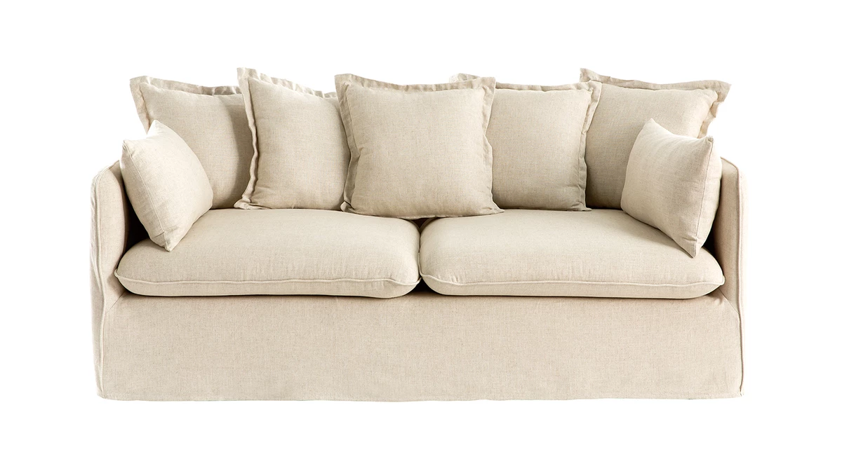 Canapé Déhoussable 3 Places En Lin Coloris Naturel MERLIN 3 Canapé Déhoussable 3 Places En Lin Coloris Naturel MERLIN