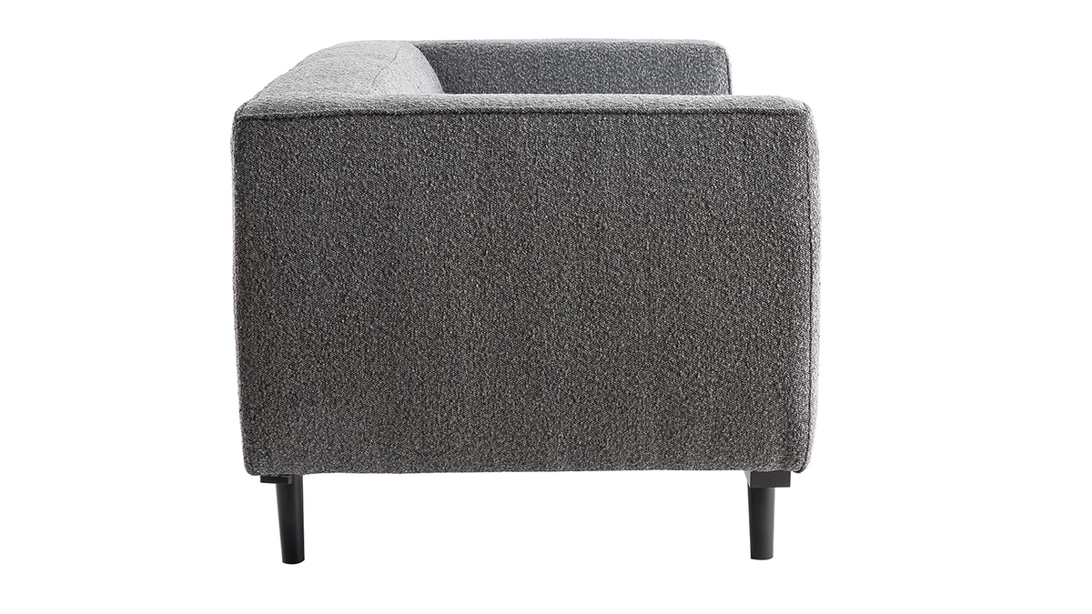 Canapé Design 2-3 Places En Tissu Effet Laine Bouclée Gris Anthracite Et Bois Noir MORRIS 5 Canapé Design 2-3 Places En Tissu Effet Laine Bouclée Gris Anthracite Et Bois Noir MORRIS – Image 3