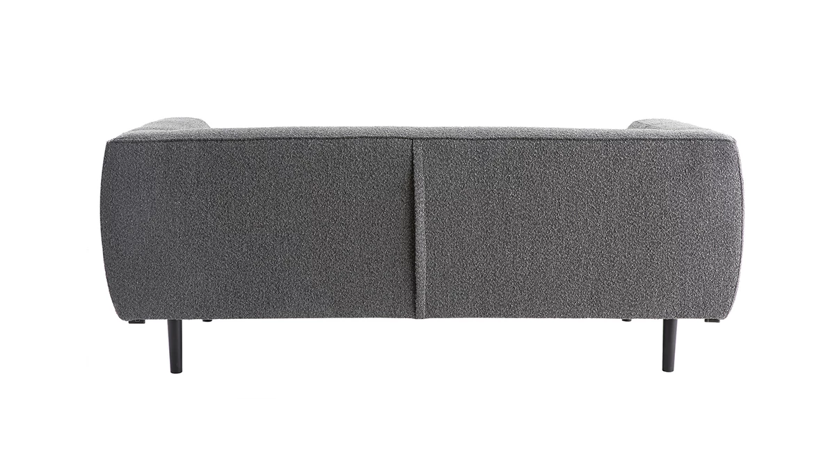 Canapé Design 2-3 Places En Tissu Effet Laine Bouclée Gris Anthracite Et Bois Noir MORRIS 6 Canapé Design 2-3 Places En Tissu Effet Laine Bouclée Gris Anthracite Et Bois Noir MORRIS – Image 4