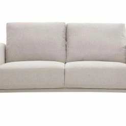 Canapé Design 2 Places En Tissu Effet Velours Texturé Beige Et Métal Noir MOSCO