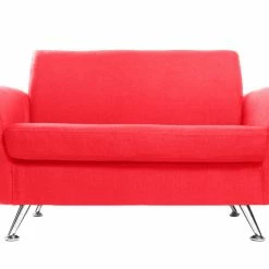 Canapé Design 2 Places En Tissu Rouge Et Acier Chromé PURE