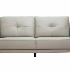 Canapé Design 3 Places Cuir Gris Et Bois Clair ARNOLD