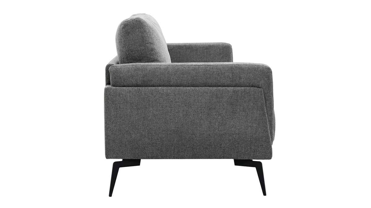 Canapé Design 3 Places En Tissu Effet Velours Texturé Gris Et Métal Noir MOSCO 5 Canapé Design 3 Places En Tissu Effet Velours Texturé Gris Et Métal Noir MOSCO – Image 3