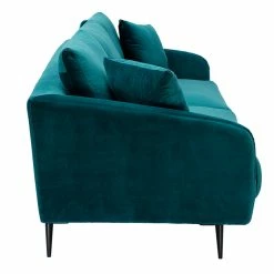 Canapé Design 3 Places En Tissu Velours Bleu Pétrole Et Métal Noir JERRY -Canapé Soldes canape design 3 places en tissu velours bleu petrole et metal noir jerry 50584 61f01d04b4dc2 1200 675