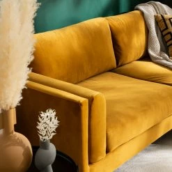 Canapé Design 3 Places En Tissu Velours Jaune, Bois Noir Et Métal Doré STING 16 Canapé Design 3 Places En Tissu Velours Jaune, Bois Noir Et Métal Doré STING -Canapé Soldes canape design 3 places en tissu velours jaune bois noir et metal dore sting 50826 61fd3a30798fb 1200 675