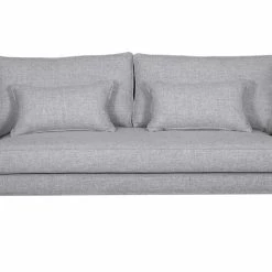 Canapé Design 4 Places En Tissu Gris Chiné Et Métal Noir PUCHKINE