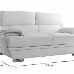 Canapé Design Avec Têtières Ajustables 2 Places Cuir Blanc Et Acier Chromé EWING -Canapé Soldes canape design avec tetieres ajustables 2 places cuir blanc et acier chrome ewing 23223 5ea83164a1f9e 1200 675