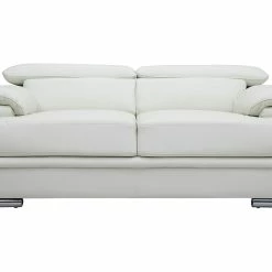 Canapé Design Avec Têtières Ajustables 2 Places Cuir Blanc Et Acier Chromé EWING