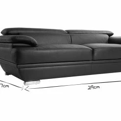 Canapé Design Avec Têtières Ajustables 3 Places Cuir Blanc Et Acier Chromé EWING -Canapé Soldes canape design avec tetieres ajustables 3 places cuir blanc et acier chrome ewing 23224 5f4512f65ee8d 1200 675