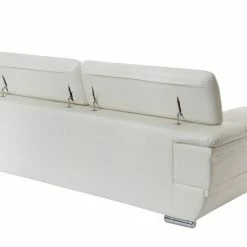 Canapé Design Avec Têtières Ajustables 3 Places Cuir Blanc Et Acier Chromé EWING -Canapé Soldes canape design avec tetieres ajustables 3 places cuir blanc et acier chrome ewing 23224 62fe04ba80ee8 1200 675