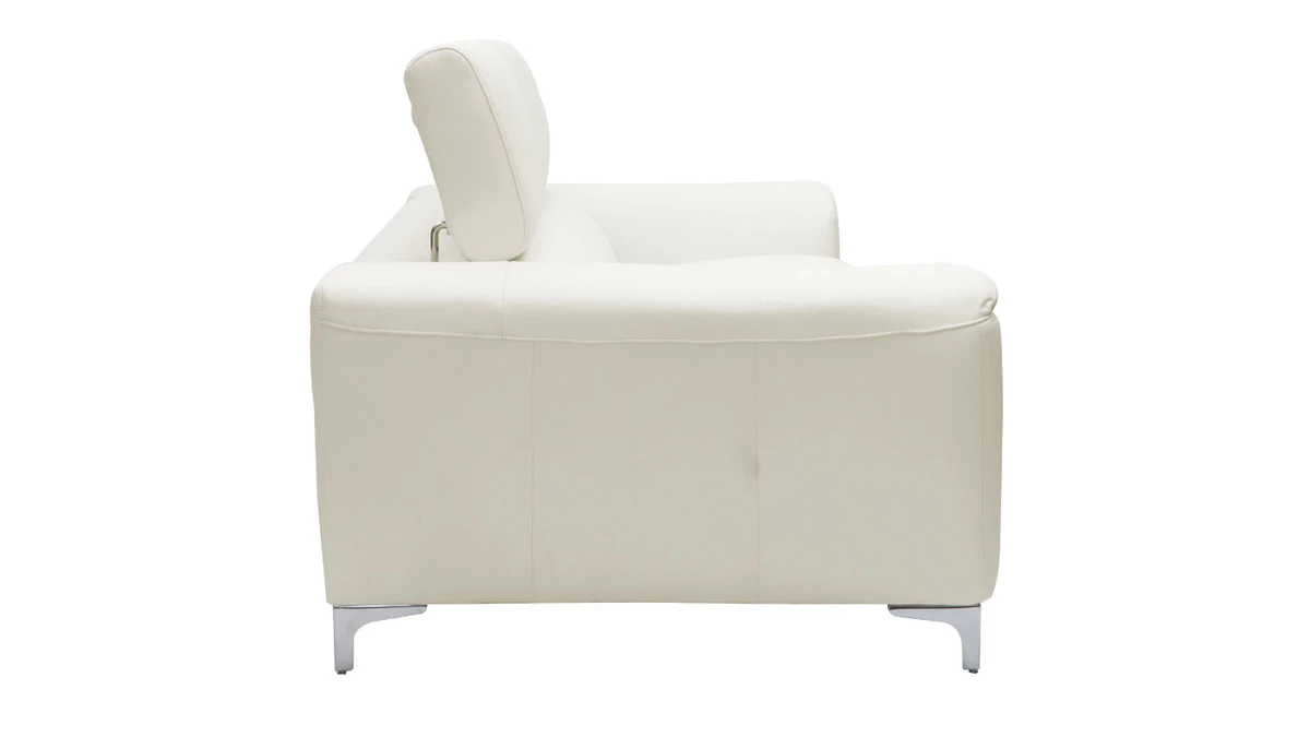 Canapé Design Avec Têtières Ajustables 3 Places Cuir Blanc Et Acier Chromé NEVADA 6 Canapé Design Avec Têtières Ajustables 3 Places Cuir Blanc Et Acier Chromé NEVADA – Image 4
