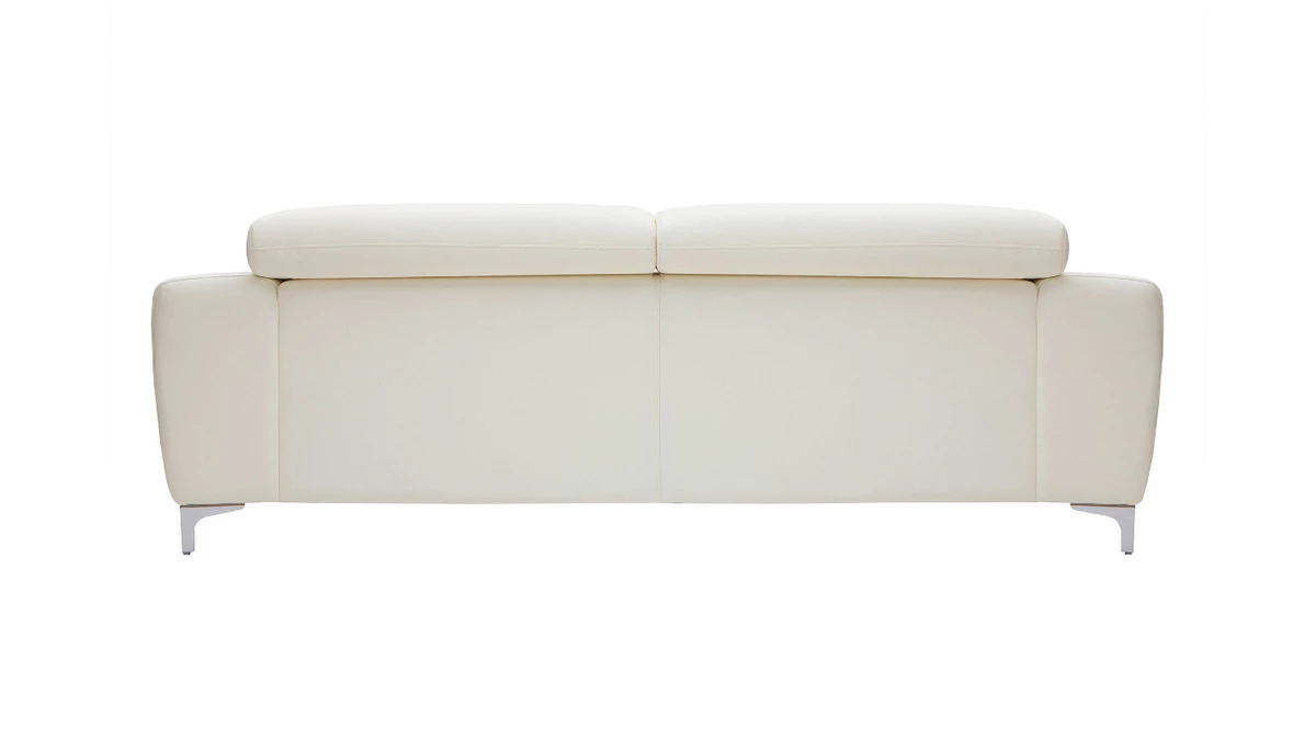Canapé Design Avec Têtières Ajustables 3 Places Cuir Blanc Et Acier Chromé NEVADA 7 Canapé Design Avec Têtières Ajustables 3 Places Cuir Blanc Et Acier Chromé NEVADA – Image 5