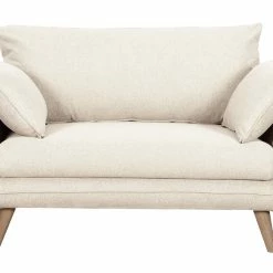 Canapé Scandinave 2 Places En Tissu Beige Et Bois Clair CREEP