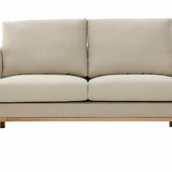 Canapé Scandinave 2 Places En Tissu Beige Et Bois Clair HOBART