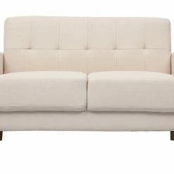Canapé Scandinave 2 Places En Tissu Beige Et Bois Clair MOON