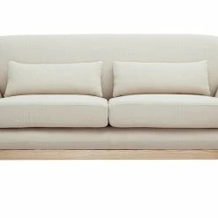 Canapé Scandinave 2 Places En Tissu Beige Et Bois Clair YOKO