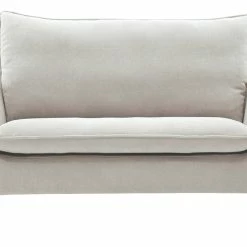 Canapé Scandinave 2 Places En Tissu Effet Velours Grège Et Bois Clair JONAS