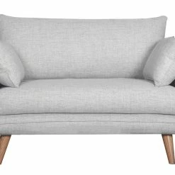 Canapé Scandinave 2 Places En Tissu Gris Clair Chiné Et Bois Clair CREEP