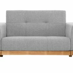 Canapé Scandinave 2 Places En Tissu Gris Et Bois Clair FJORD