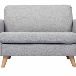 Canapé Scandinave 2 Places En Tissu Gris Et Bois Clair PURE