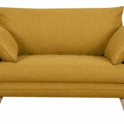 Canapé Scandinave 2 Places En Tissu Jaune Cumin Et Bois Clair CREEP