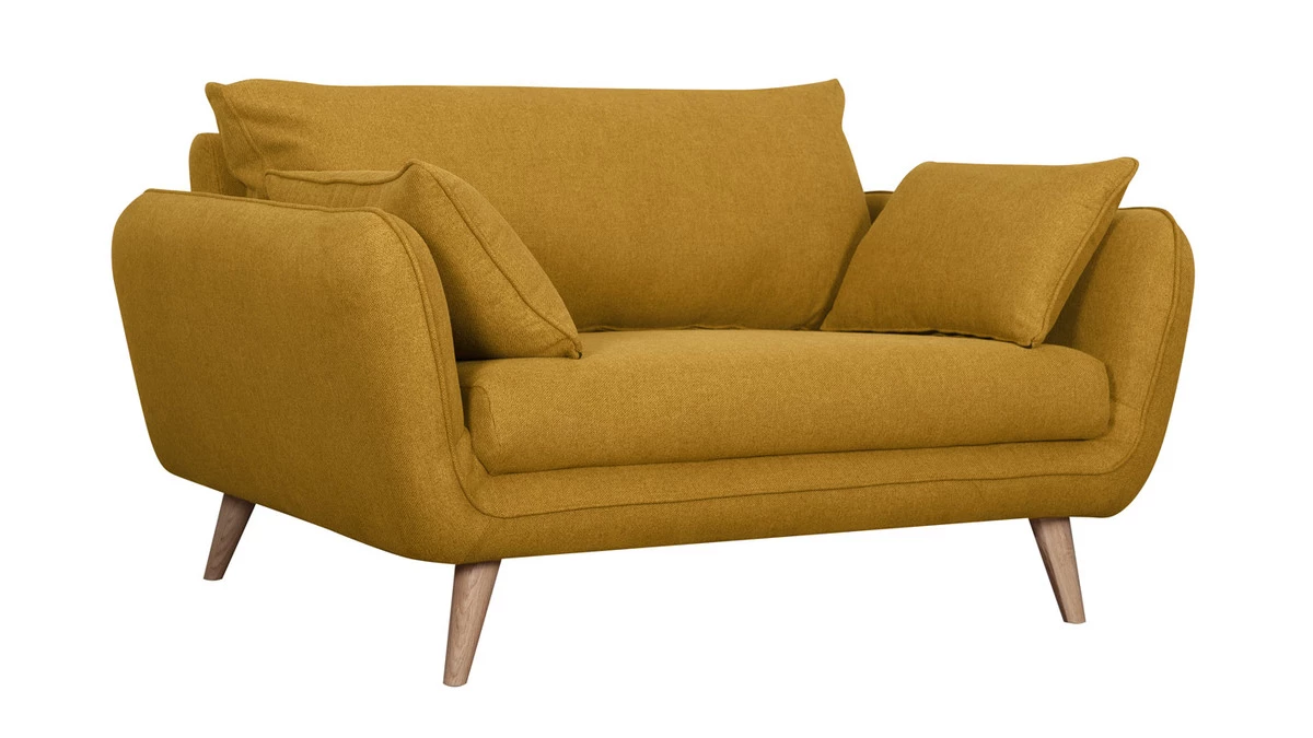 Canapé Scandinave 2 Places En Tissu Jaune Cumin Et Bois Clair CREEP 4 Canapé Scandinave 2 Places En Tissu Jaune Cumin Et Bois Clair CREEP – Image 2