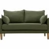 Canapé Scandinave 2 Places En Tissu Kaki Et Bois Clair KATE