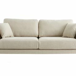 Canapé Scandinave 3 Places En Tissu Beige Naturel Et Bois Clair VOGUE