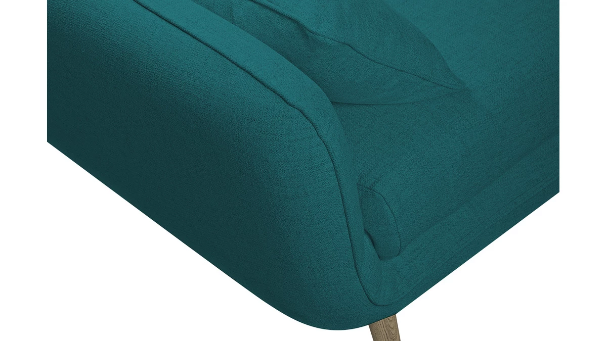 Canapé Scandinave 3 Places En Tissu Bleu Paon Et Bois Clair CREEP 7 Canapé Scandinave 3 Places En Tissu Bleu Paon Et Bois Clair CREEP – Image 5