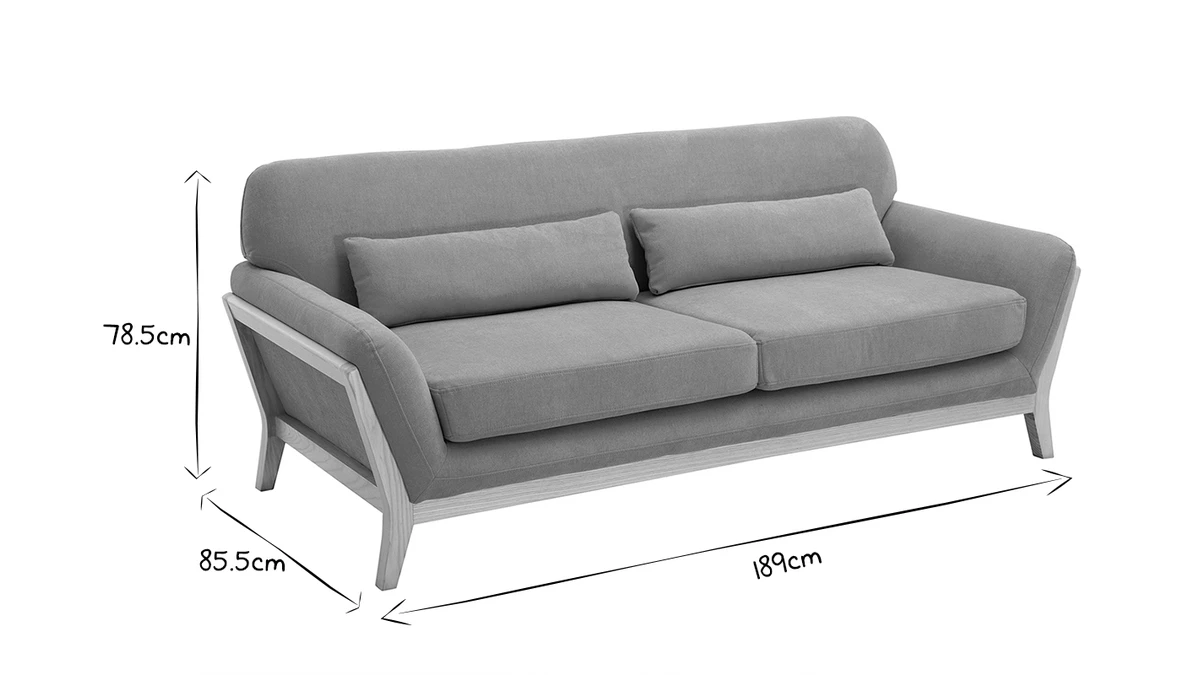 Canapé Scandinave 3 Places En Tissu Effet Velours Jaune Moutarde Et Bois Clair YOKO 9 Canapé Scandinave 3 Places En Tissu Effet Velours Jaune Moutarde Et Bois Clair YOKO – Image 7