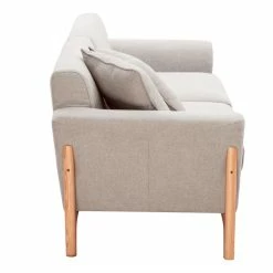 Canapé Scandinave 3 Places En Tissu Effet Velours Texturé Beige Et Bois Clair ASAKO -Canapé Soldes canape scandinave 3 places en tissu effet velours texture beige et bois clair asako 50923 63481bf51ba94 1200 675