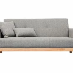 Canapé Scandinave 3 Places En Tissu Gris Et Bois Clair FJORD